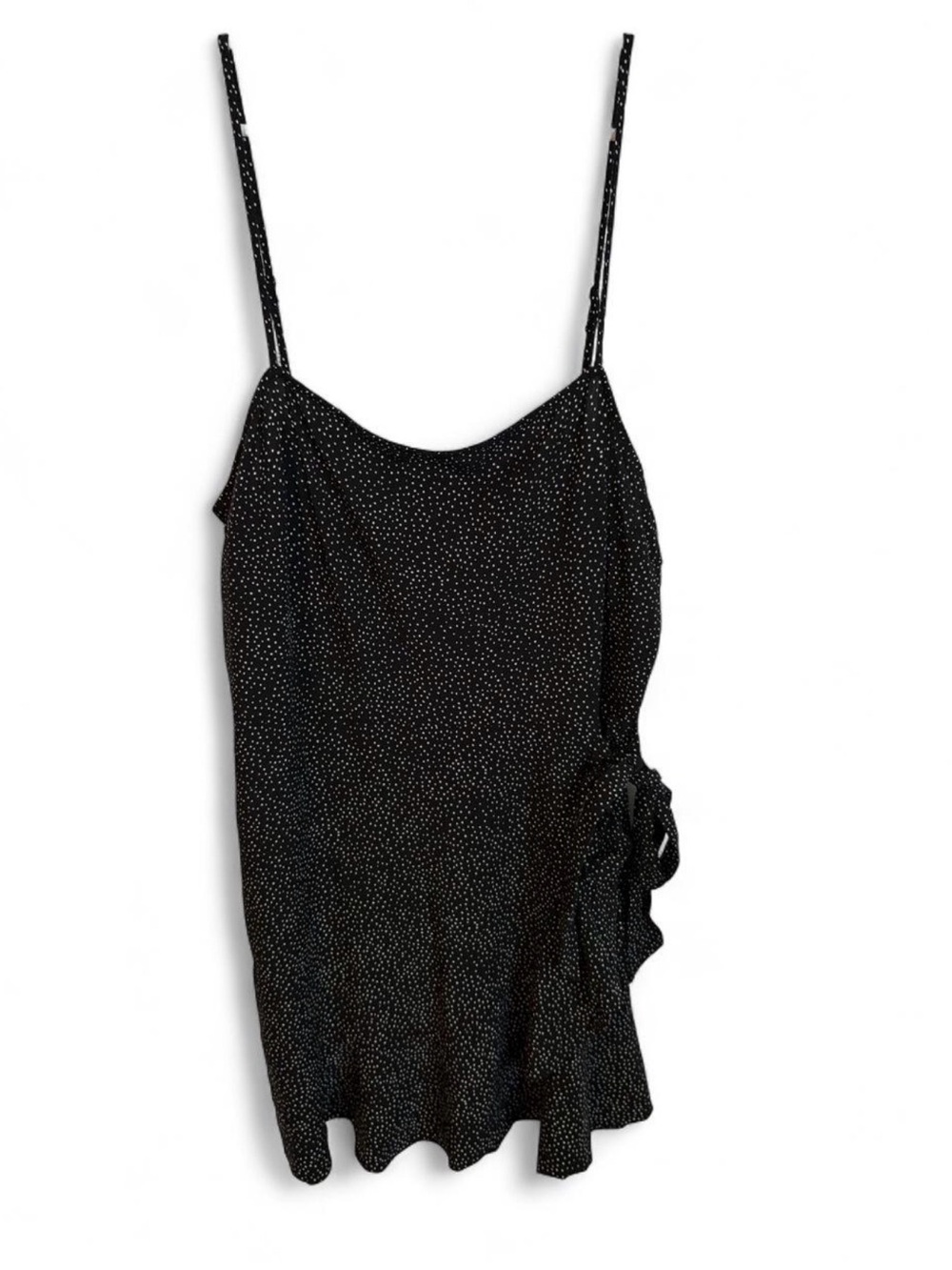 Express Black White Polka Dot Ruffle Wrap Mini Dress Large